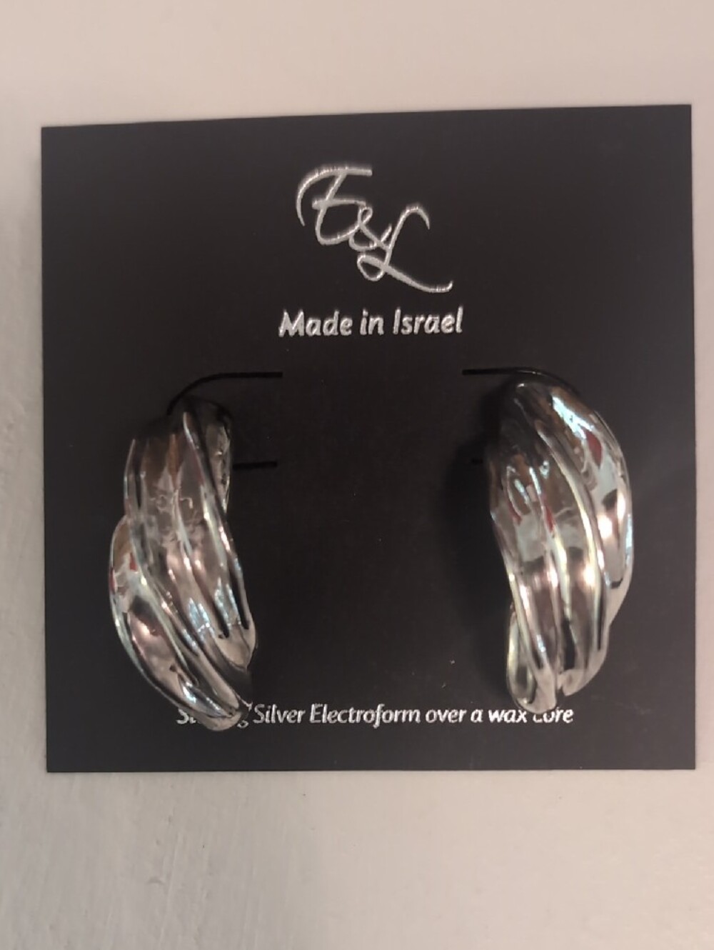 Electroform Silver Twisted Earrings - Silver - Picture 2 of 4